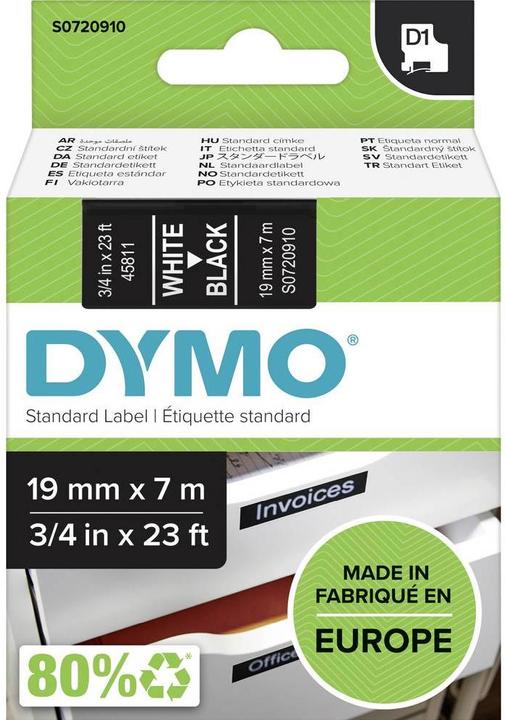 Produktbild Dymo S0720910 Standardband (1.90 cm, Schwarz)