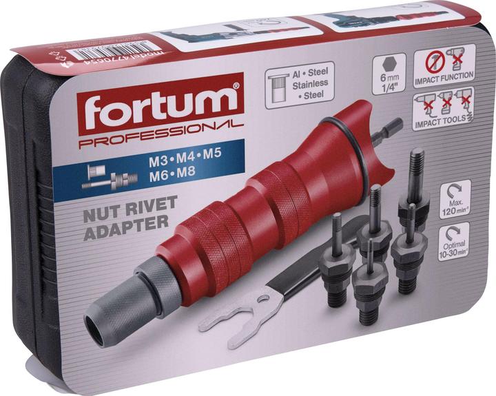Produktbild Fortum Nietmutternaufsatz für Bohrmaschine oder Akkuschrauber