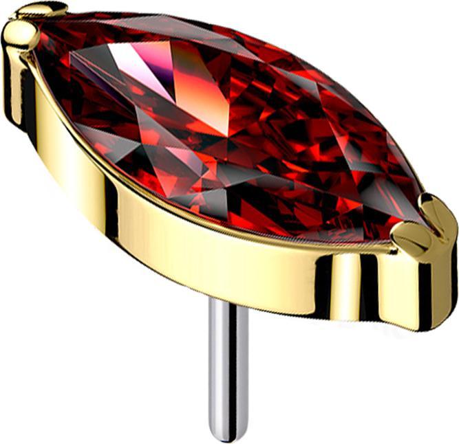Immagine prodotto Star Piercing Filettatura placcata in oro con cristallo ovale rosso (Titanio G23, senza ottone)