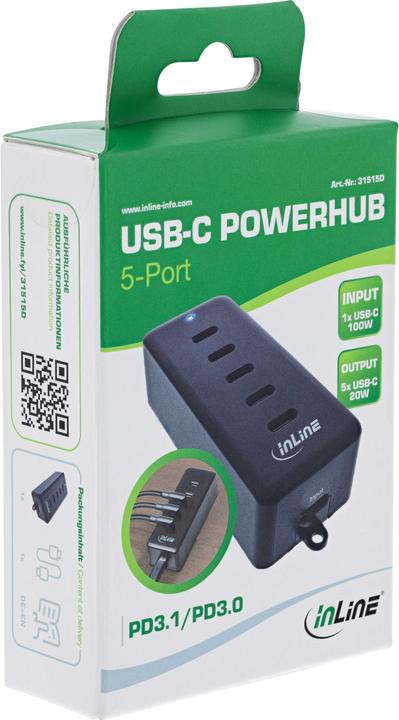 Produktbild InLine USB-C Verlängerung, 5-port, 100W (100 W)