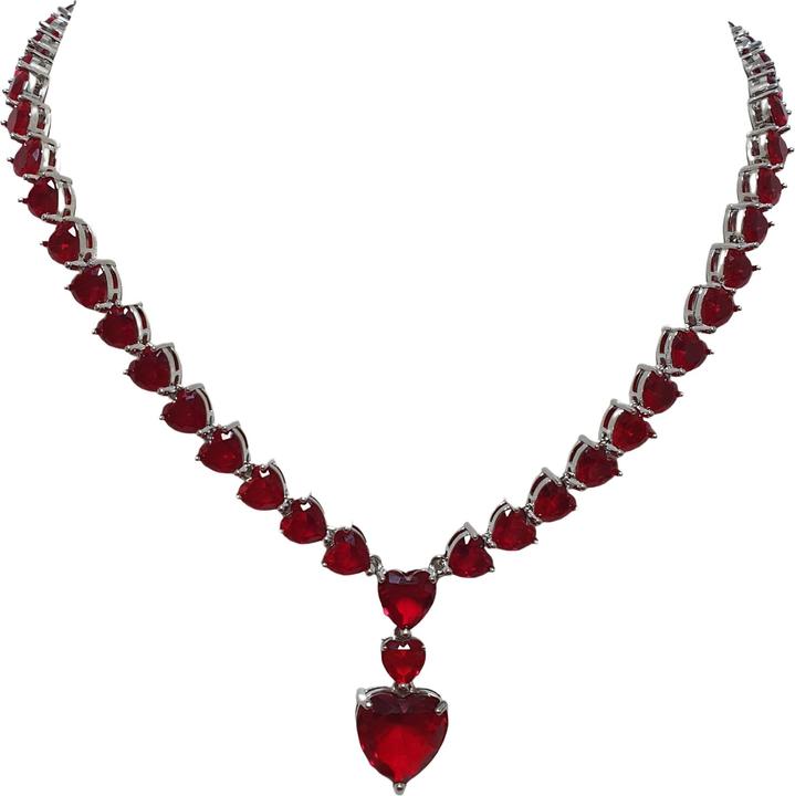 L'Officiel Collana placcata rh con zirconi rossi