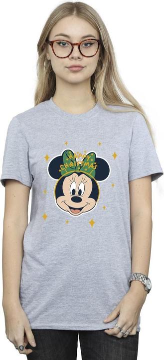 Actual product image Disney Womens/Ladies Minnie Mouse Happy Christmas Cotton Boyfriend T-Shirt (3XL)