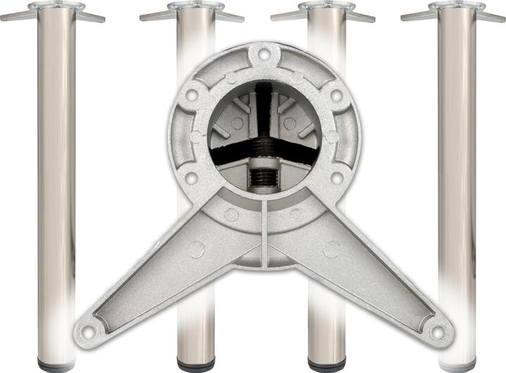Produktbild BMB Tischbein-Set Edelstahl-Effekt 60 mm Höhe 710 mm Innensechskant Befestigung