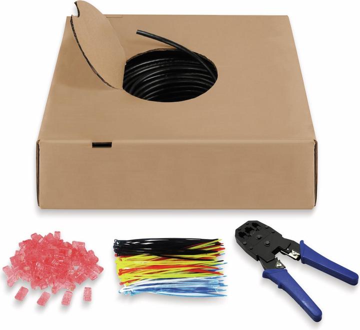Image du produit Goobay CAT 6 Outdoor Set de câbles réseau, U/UTP, noir, 100 m (U/UTP, CAT6, 100 m)