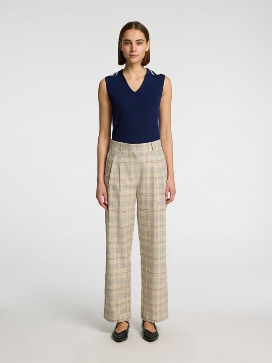 Produktbild Selected Femme Leinenmix Karo Hose mit weitem Bein (34)