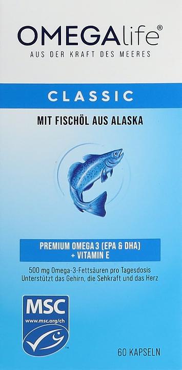 Produktbild Omega-Life Classic Kaps 500 mg Ds 60 (60 Stück, Kapseln, 128 g)