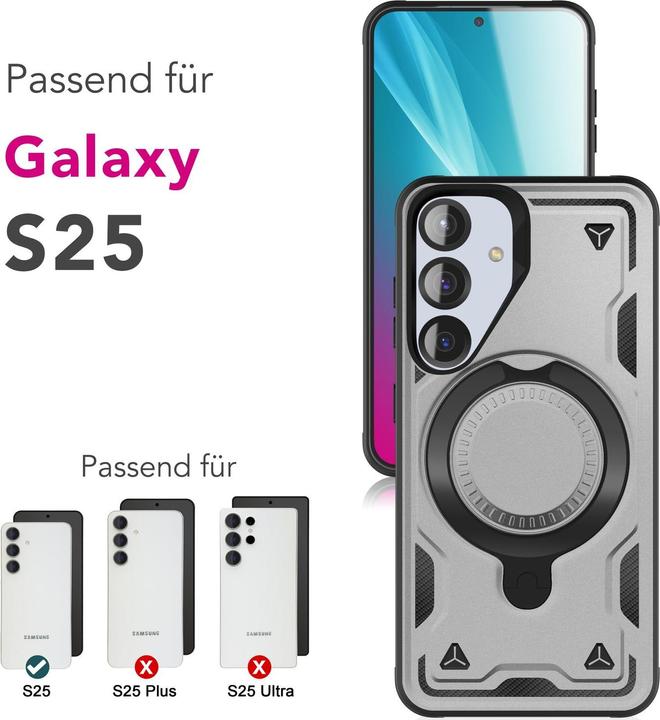 Produktbild Nalia Stormguard - Stossfeste Armor Ring Hülle für MagSafe - Military Kickstand Hardcase (Samsung Galaxy S25)