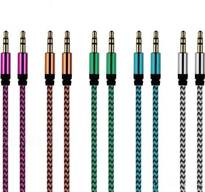 Produktbild JTI 1 m gewebtes 3,5-mm-Aux-Kabel - Grün (1 m, 3.5mm Klinke (AUX))