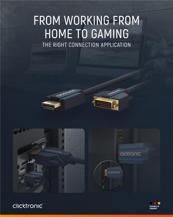 Produktbild clicktronic HDMI (Typ A) — DVI (3 m, DVI, HDMI)