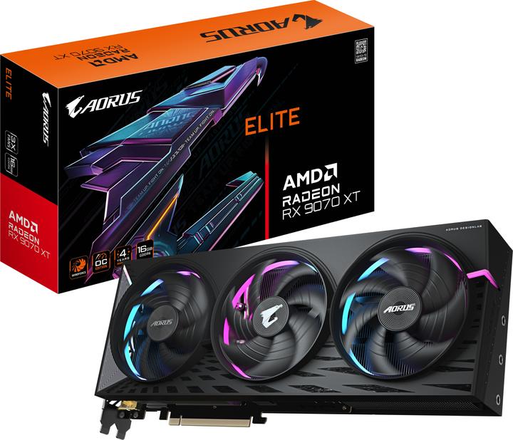Actual product image Gigabyte AORUS Radeon RX 9070 XT Elite (16 GB)