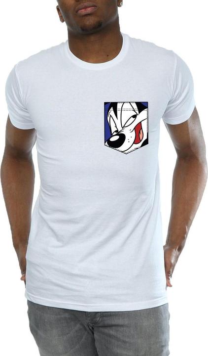 Actual product image Looney Tunes Mens Pepe Le Pew Face Faux Pocket T-Shirt (L)