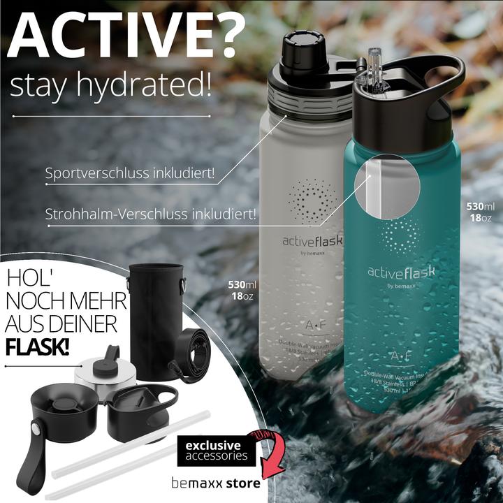 Produktbild BeMaxx Active Flask Trinkflasche, Klassischer Edelstahl 950ml (0.95 l)
