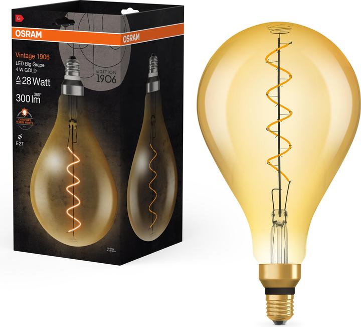 Actual product image Osram Vintage 1906 Led Classic A (E27, 5 W, 300 lm, 1 x, G)