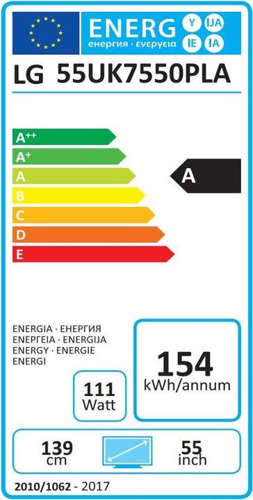 Label énergétique LG 55UK7550 (55", LCD, 4K, 2018)