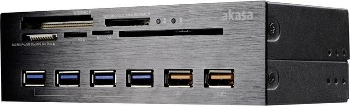 Akasa Lecteur de cartes à 5 ports interne Interconnect Ex, y compris un concentrateur USB 3.0 (4 broches Molex, USB 2.0, USB 3.0)