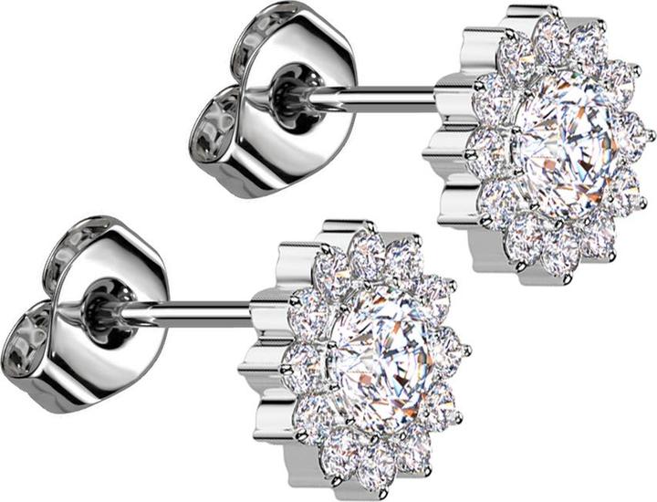 Immagine prodotto Star Piercing Ohrstecker silber Blume Kristall silber (senza ottone, Titanio G23)