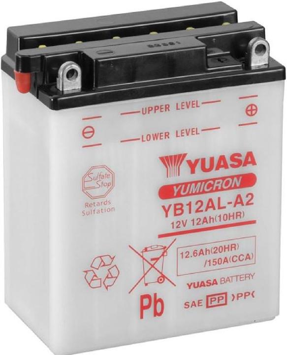 Yuasa Motorcycle battery YB12ALA2 (12 V, 12.60 Ah, 150 A)