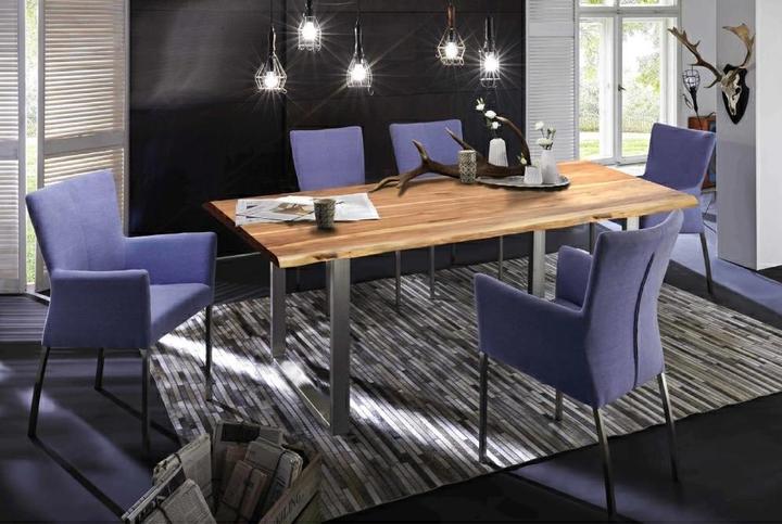 Immagine prodotto SIT Möbel Tavolo in legno massiccio Ux3.6 Acacia naturale-argento antico (160 x 76 x 85 cm)