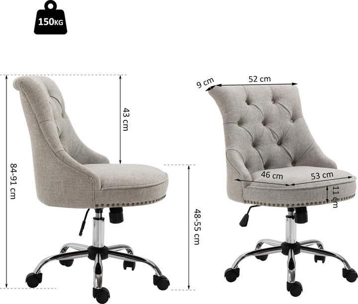 Immagine prodotto Homcom Polsterstuhl mit Chesterfield-Lehne