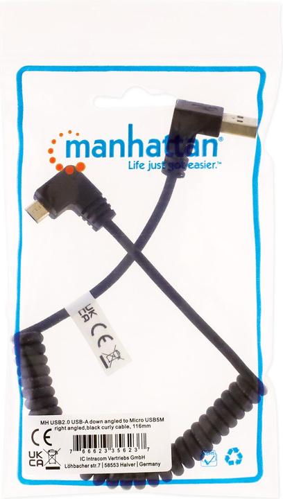 Actual product image Manhattan Spiral cable USB-A to Micro-USB charging cable (1 m, USB 2.0)