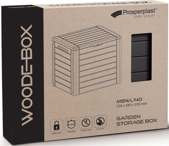 Productafbeelding Prosperplast Tuinkist WoodeBox 190 l Antracitas