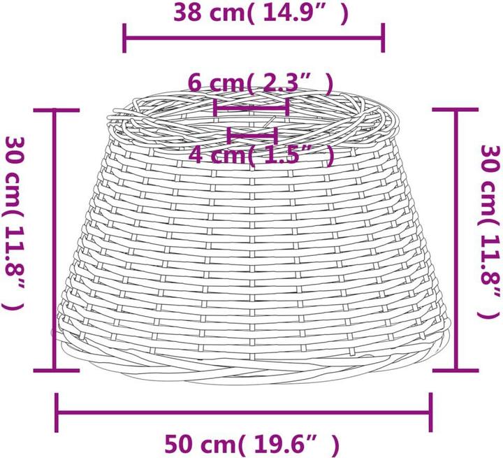 Produktbild VidaXL Lampenschirm Weiss Ø50x30 cm Korbweide, Farbe: Weiss