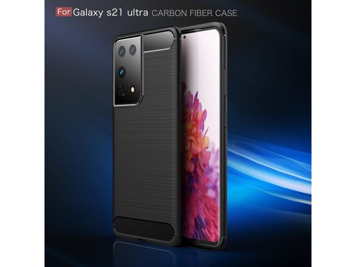 Actual product image Screenguard Samsung Galaxy S21 Ultra Cover Carbon Brushed Soft TPU (Samsung Galaxy S21 Ultra)