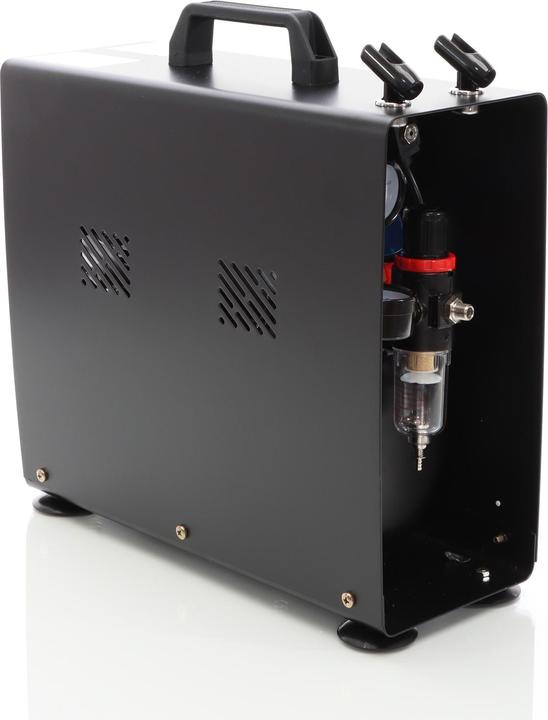 Produktbild Wiltec Airbrush Kompressor AF196AW Lufttank 2 Zylinder Kolben 6 bar 2 Stufenschalter (4 Bar, 3 l)