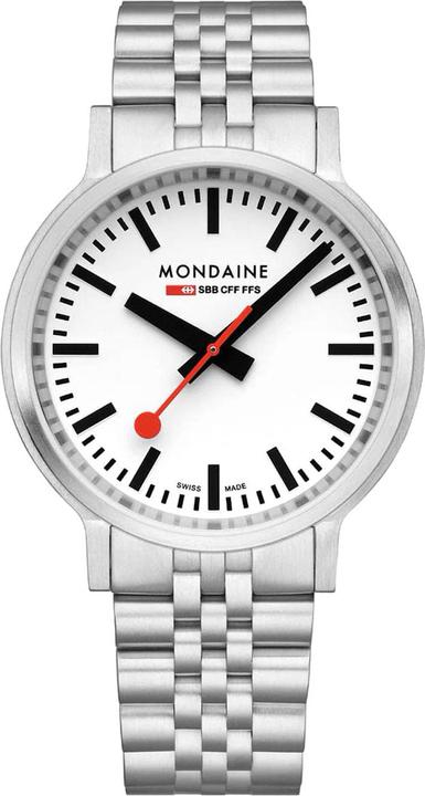 Produktbild Mondaine MST.4101B.SJ Stop2go Horloge - Stationsklok - Saffierglas - Staal - Zilver - 41 mm breed - Quartz - (Swiss Made, 41 mm)