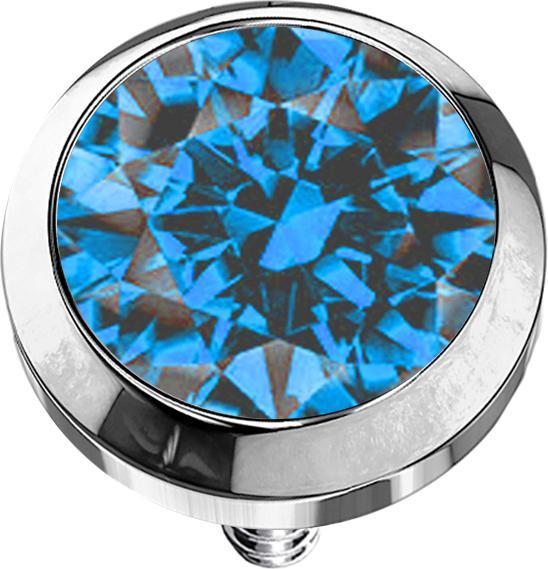 Actual product image Star Piercing Dermal Anchor silver with crystal light blue (without brass, Titanium G23)