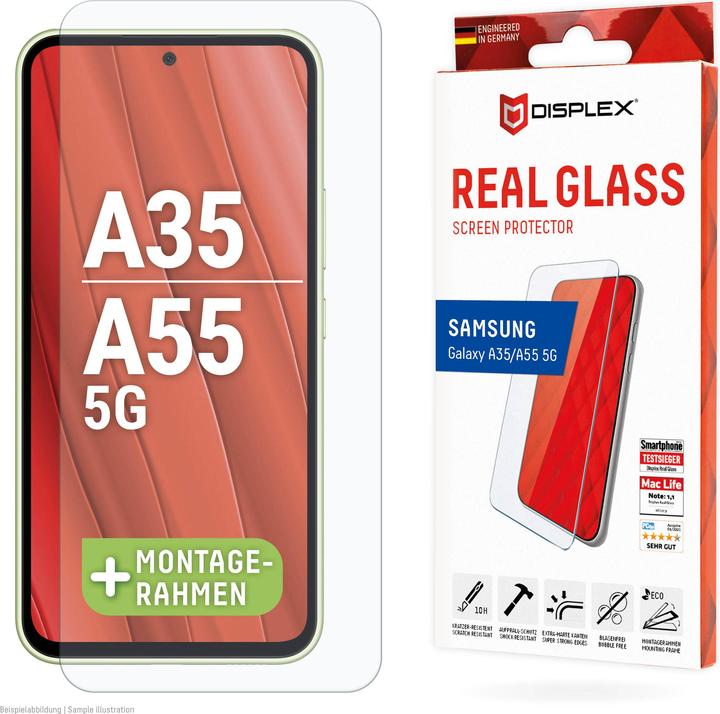 Actual product image Displex Real Glass, 2D Panzerglas (1 Piece, Samsung Galaxy A35, Samsung Galaxy A55)