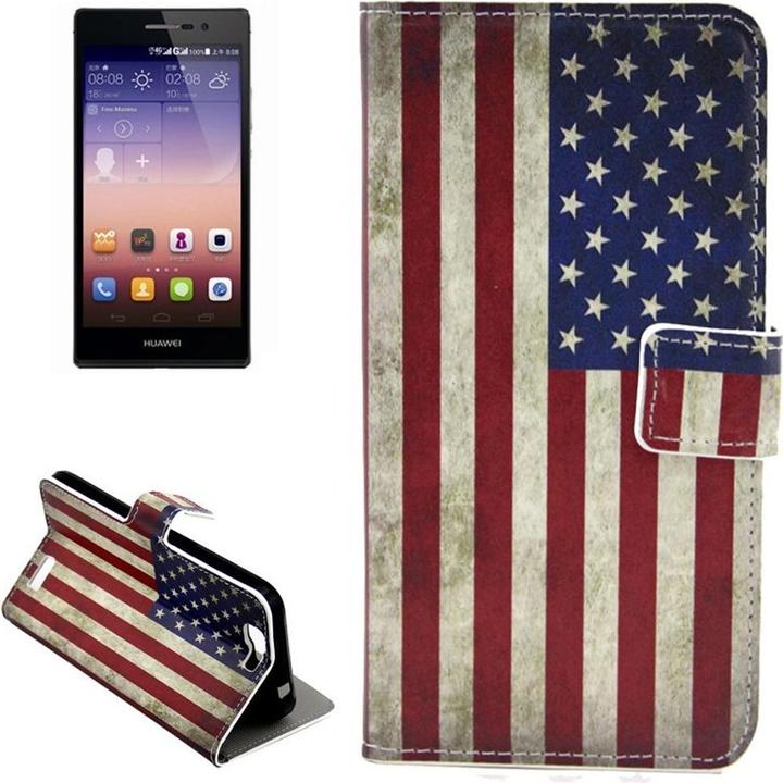 Produktbild König Design Handyhülle Tasche für Handy Huawei Ascend G7 Retro Fahne USA