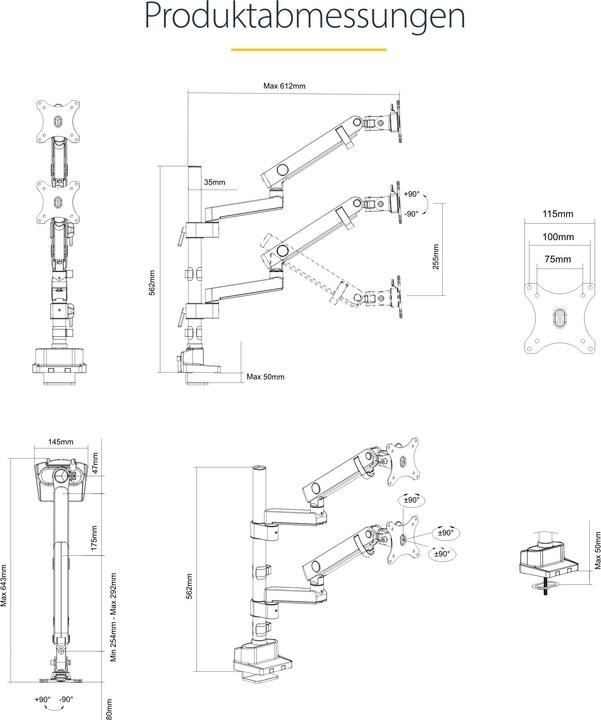 Actual product image StarTech com Desk Mount Dual Monitor Arm - Full Motion Monitor Mount for 2x VESA Displays up to 32&q (Table, 32")