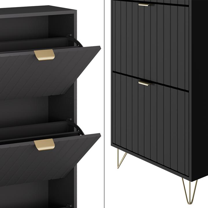 Actual product image Vichy Schuhschrank Helge, Schwarz, 60 x 128.5 cm 3 Fächer