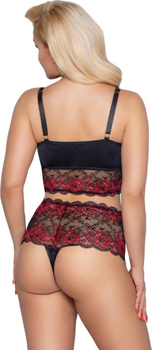 Produktbild Cottelli Collection BH und Slip schwarz/rot 2XL (XXL)