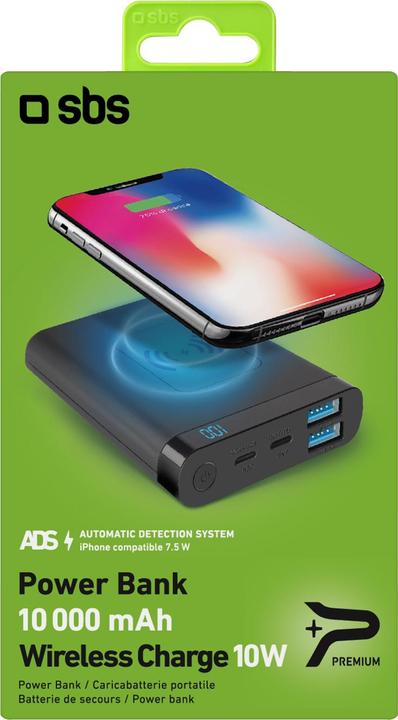 Actual product image SBS 10W wireless power bank (10000 mAh, 10 W, 10 Wh)