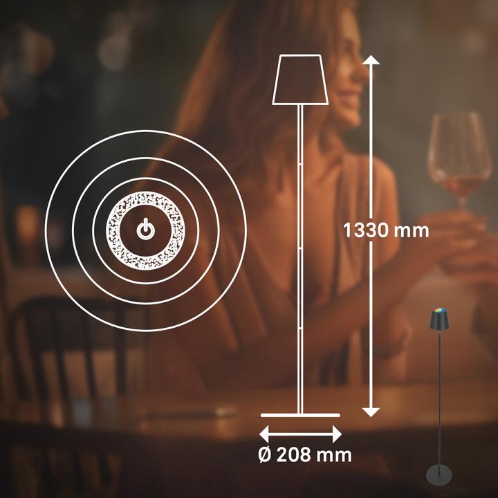 Briloner RGB/W Accu floor lamp, IP44, anthracite