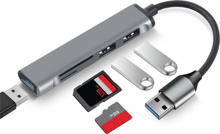 Produktbild PowerGuard USB-C OTG Hub 3-Fach USB 3.0 SD MicroSD Karten Slot Cardreader (USB-A)