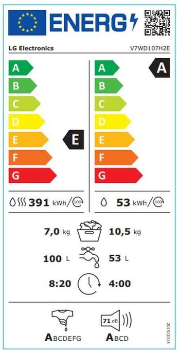 Energie-Label LG V7WD107H2E