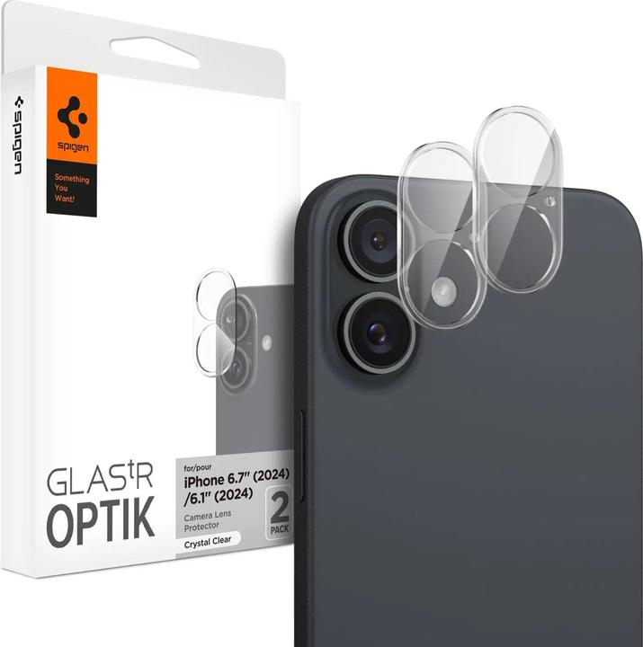 Immagine prodotto Spigen Vetro temperato Optik Glas.tR per fotocamera iPhone 16 / 16 Plus - trasparente (2 pezzi) (2 Pezzo/i, Apple iPhone 16, Apple iPhone 16 Plus)
