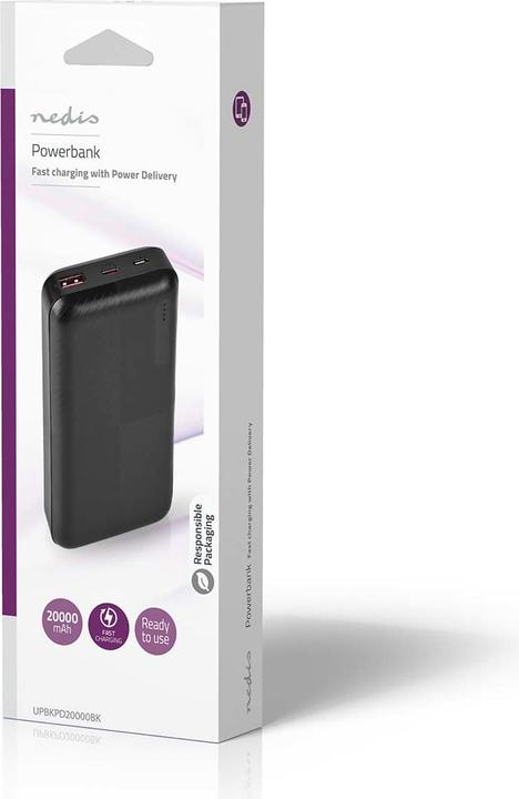 Actual product image Nedis Powerbank | 20000 mAh | 2x 3.0 A | Number of outputs: 2 | Output connection: 1x USB-A / 1x U (20000 mAh, 18 W, 74 Wh)