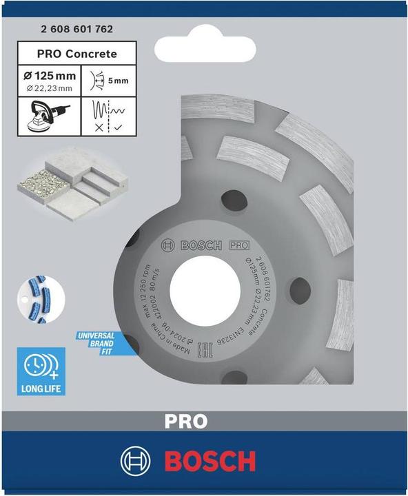Produktbild Bosch Professional Zubehör PRO Concrete Topfscheibe, 50 x 125 mm, 22,23 mm