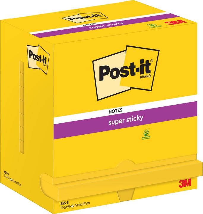 Image du produit Post-it Papillons adhésifs Super Sticky Notes, 127 x 76 mm, jaune (76 x 127 mm)