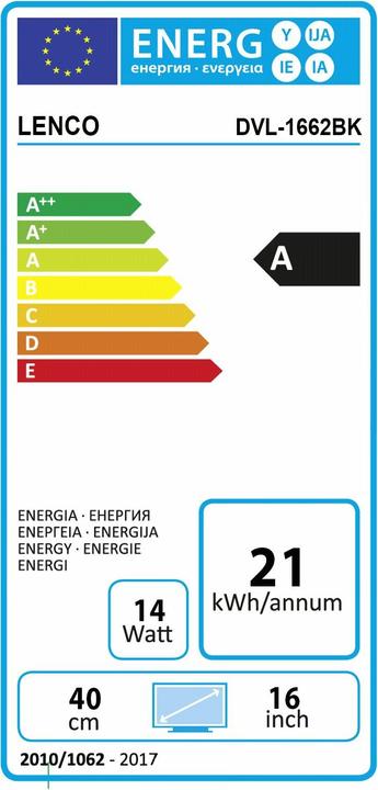 Energy Label Lenco Dvl-1662 (16", 1662BK, LCD, HD)