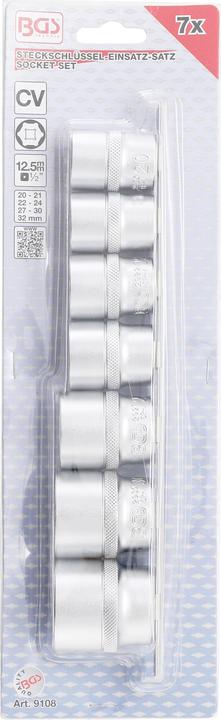 Produktbild BGS Steckschlüssel-Einsatz-Satz, Sechskant 12,5 mm (1/2") SW 20 - 32 mm 7-tlg. (12.5 mm)