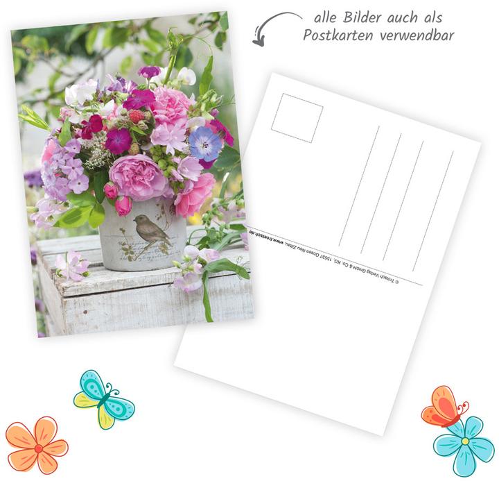 Actual product image Trtsch Notizkalender Querformat Notizkalender Blumen 2026 mit 12 Postkarten (20 x 16 cm, German)