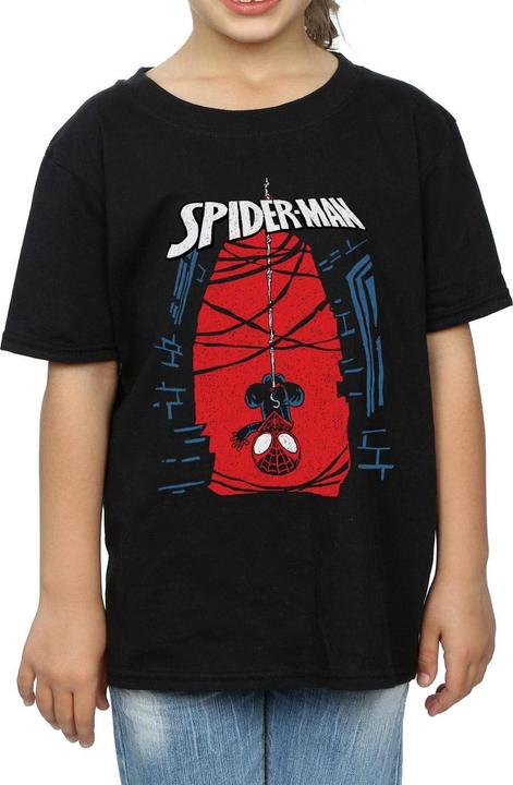Actual product image Girls Spider-Man Hanging Sketch Cotton T-Shirt (140, 146)
