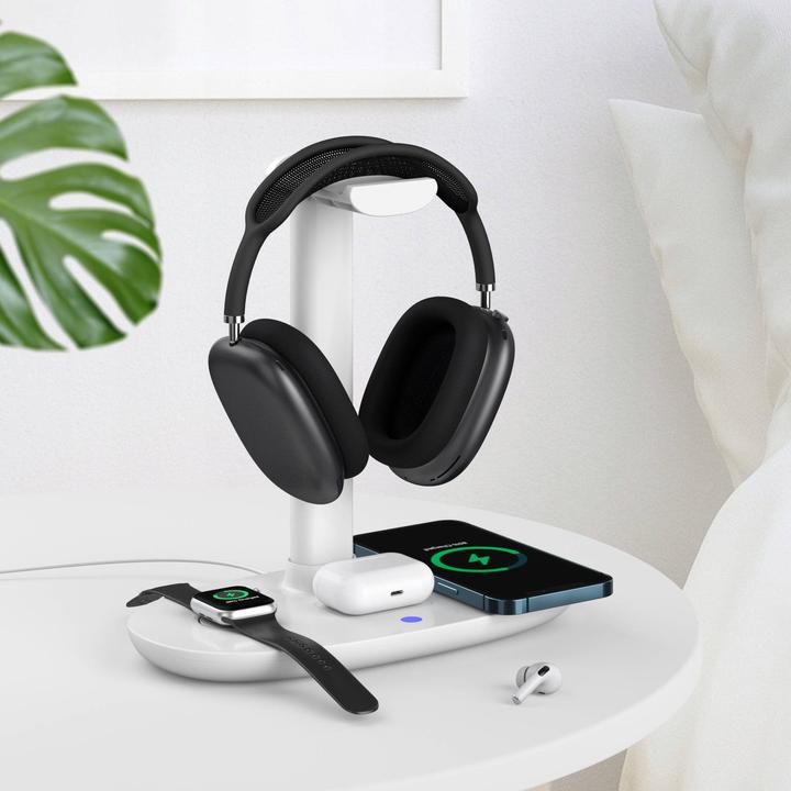 Actual product image PhoneLook Station de charge 4 en 1 moderne 30W sans fil avec support casque pour AirPods Max, iPhone, Apple Wa (15 W)