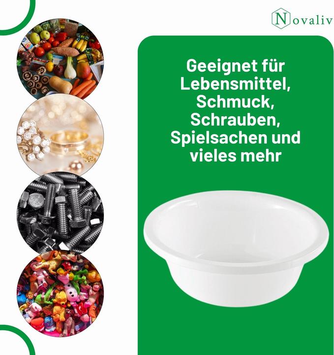 Actual product image Novaliv Spülschüssel Rund 10L, D40 cm, Weiss, BPA-frei Spülmaschinenfest Ideal für Küche und Camping (40 cm, 10 l, 1 x)