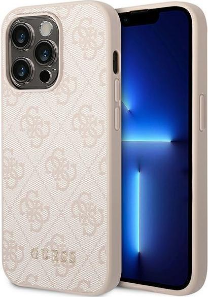 Actual product image Guess GUHCP14LG4GFPI iPhone 14 Pro 6.1" różowy/pink hard case 4G Metal Gold Logo (Apple iPhone 14 Pro)